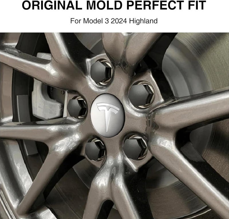 Tesheer Wheel Center Hub Cap Kit with Tesla Emble Brand Center Caps for Model 3 Model Y with 20 Lug Nut Covers (4PCS) (Gray) - Image 4